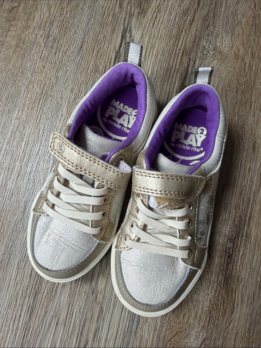 Stride Rite Gold Sneakers with Purple Lining